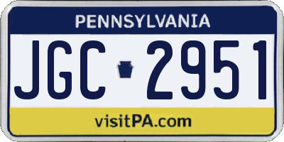 PA license plate JGC2951