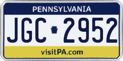 PA license plate JGC2952