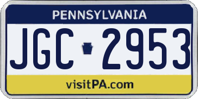 PA license plate JGC2953