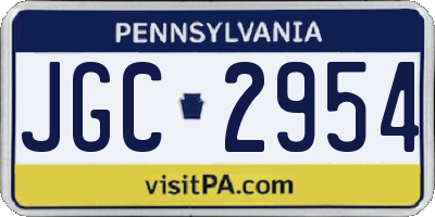 PA license plate JGC2954