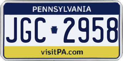PA license plate JGC2958