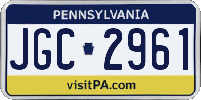 PA license plate JGC2961