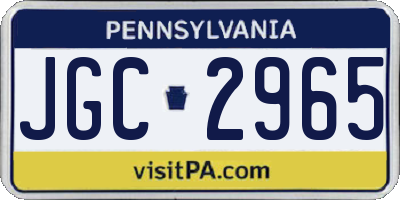 PA license plate JGC2965