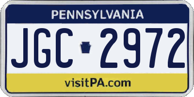 PA license plate JGC2972