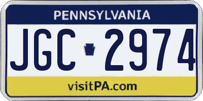 PA license plate JGC2974