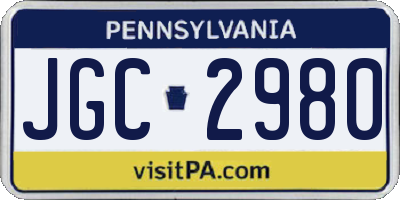 PA license plate JGC2980