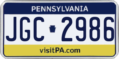 PA license plate JGC2986