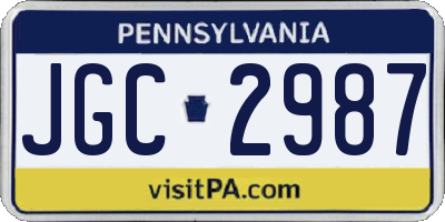 PA license plate JGC2987