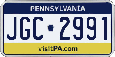 PA license plate JGC2991