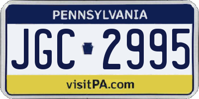 PA license plate JGC2995