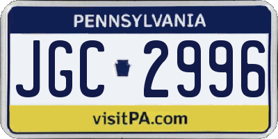 PA license plate JGC2996