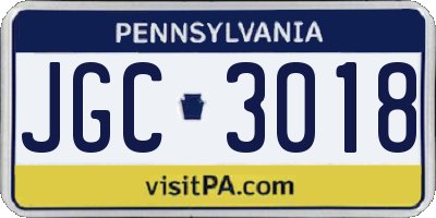 PA license plate JGC3018