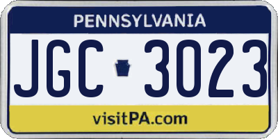 PA license plate JGC3023