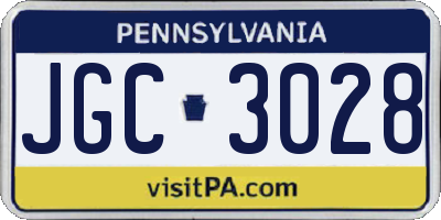 PA license plate JGC3028