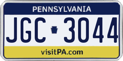 PA license plate JGC3044