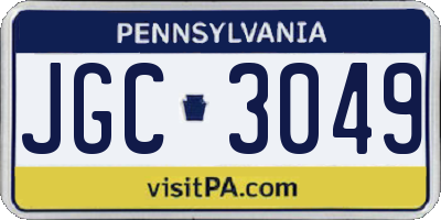 PA license plate JGC3049