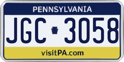 PA license plate JGC3058
