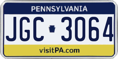 PA license plate JGC3064