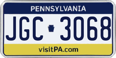 PA license plate JGC3068