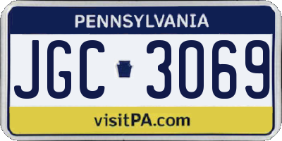 PA license plate JGC3069