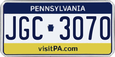 PA license plate JGC3070