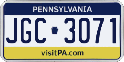 PA license plate JGC3071