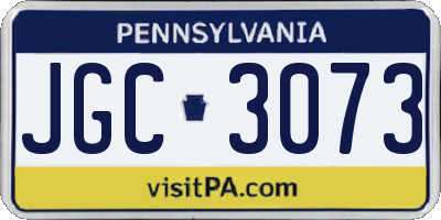 PA license plate JGC3073