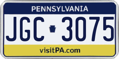 PA license plate JGC3075