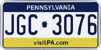 PA license plate JGC3076