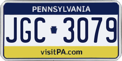 PA license plate JGC3079