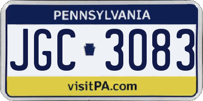 PA license plate JGC3083