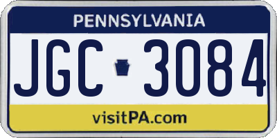 PA license plate JGC3084