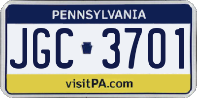 PA license plate JGC3701