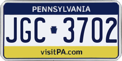 PA license plate JGC3702