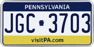 PA license plate JGC3703