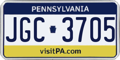 PA license plate JGC3705