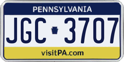 PA license plate JGC3707
