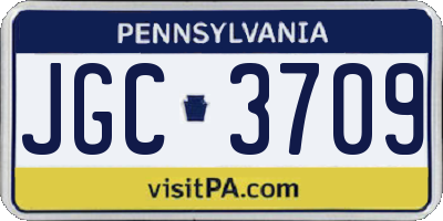 PA license plate JGC3709