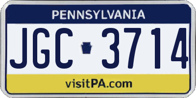 PA license plate JGC3714