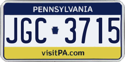 PA license plate JGC3715