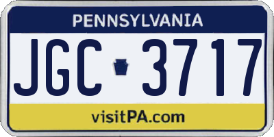 PA license plate JGC3717