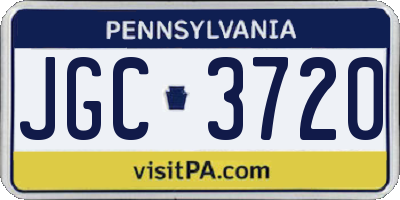 PA license plate JGC3720