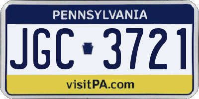 PA license plate JGC3721