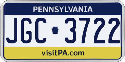 PA license plate JGC3722