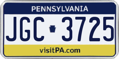 PA license plate JGC3725