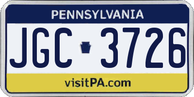 PA license plate JGC3726
