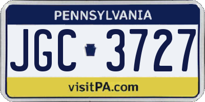 PA license plate JGC3727