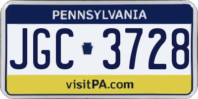 PA license plate JGC3728