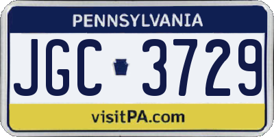 PA license plate JGC3729