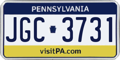PA license plate JGC3731